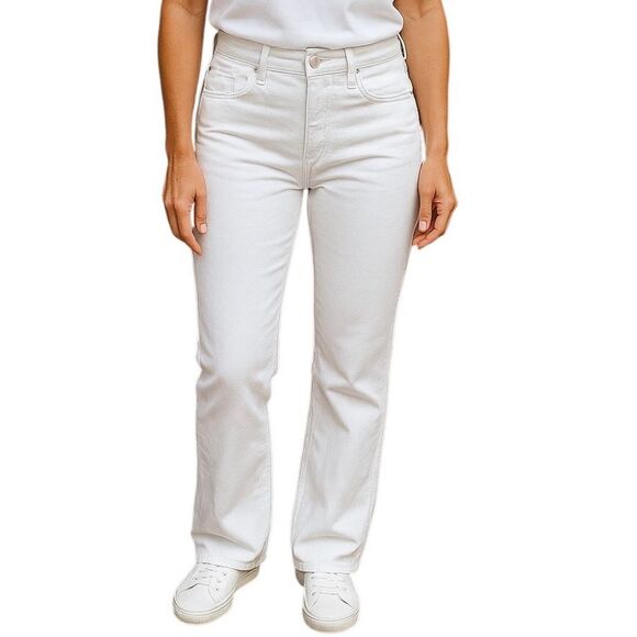 Express White Denim Jeans Bootcut High Rise Womens Size 8R w Pockets - Picture 1 of 8